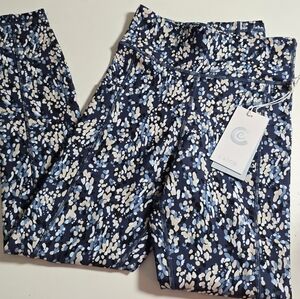 Calme Blue and White Patterned Endurance High Waisted 7/8 Leggings